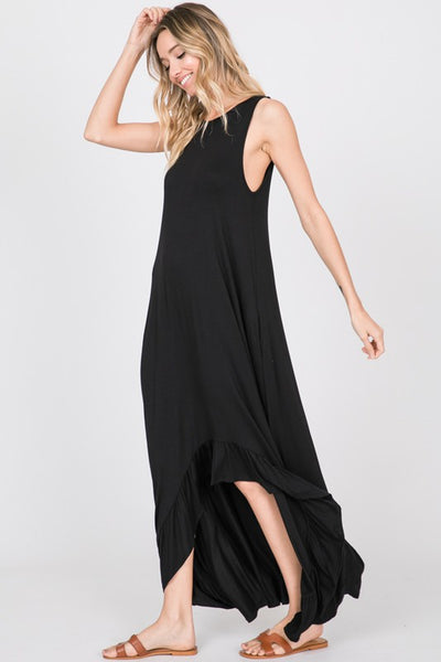 Ruffled Maxi High Low with Pockets