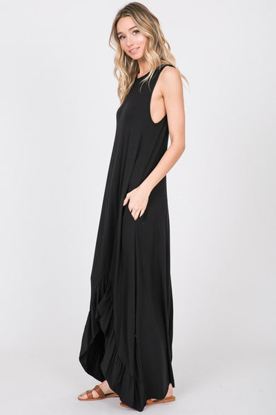 Ruffled Maxi High Low with Pockets