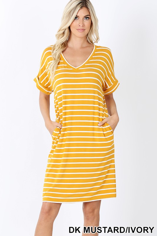 Yellow and White Stripe T-shirt dress | Divine Couture Boutique Yellow and White Stripe T-shirt dress | Divine Couture Boutique