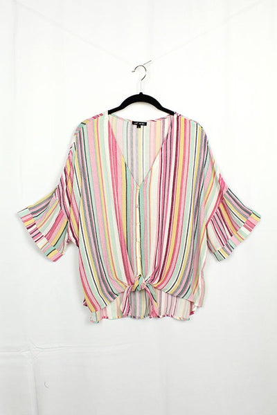 Pink and Turquoise Stripe Top