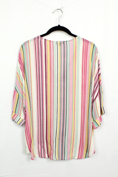 Pink and Turquoise Stripe Top