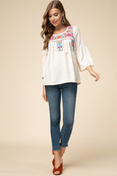 Embroidered Floral Top