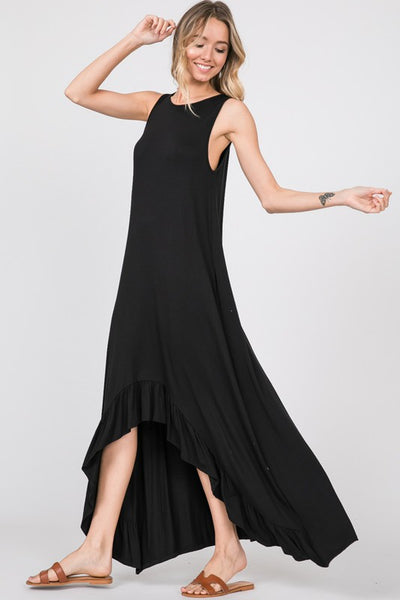 Ruffled Maxi High Low with Pockets