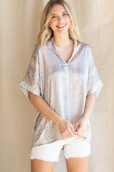 Satin Taupe Leopard Top