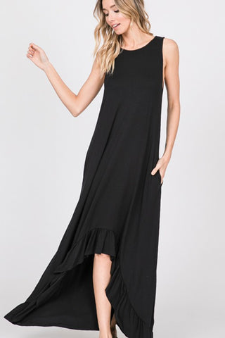 Ruffled Maxi High Low with Pockets