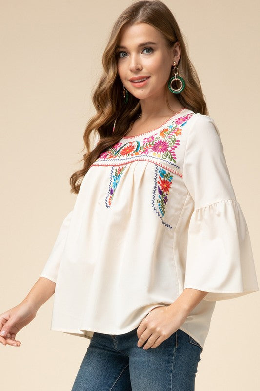 Embroidered Floral Top | Divine Couture Boutique