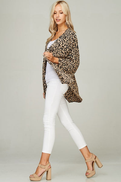 Leopard Print Taupe and Black Cardigan Kimono