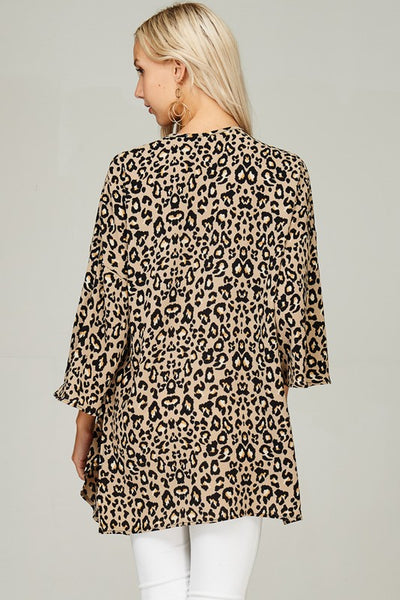 Leopard Print Taupe and Black Cardigan Kimono