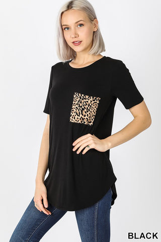 Black Leopard Pocket Tee