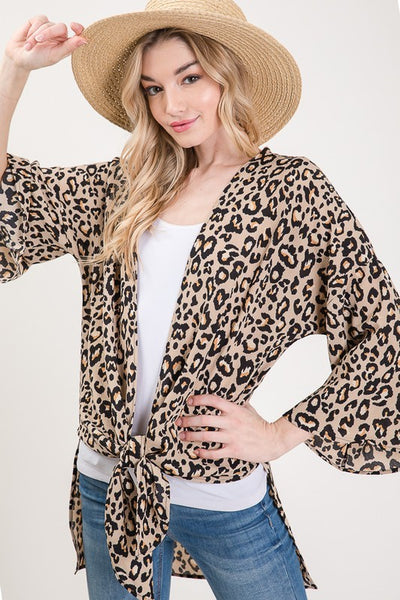 Leopard Print Taupe and Black Cardigan Kimono