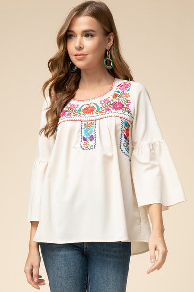 Embroidered Floral Top