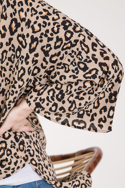 Leopard Print Taupe and Black Cardigan Kimono