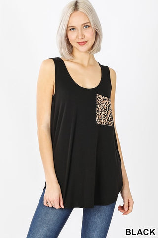 Black Leopard Pocket Tank