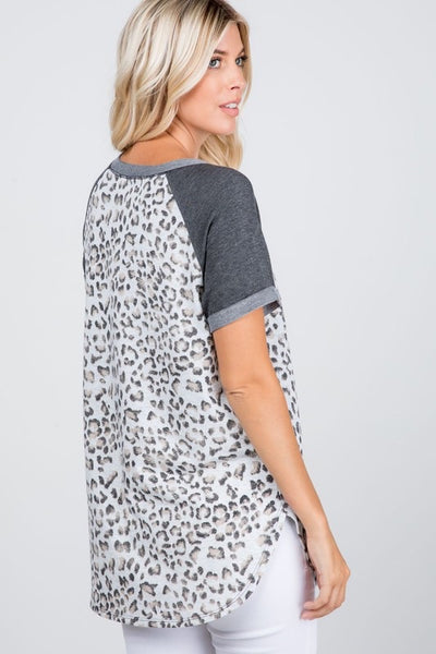 Grey Leopard Top