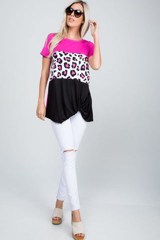 Hot Pink Color Block Tee