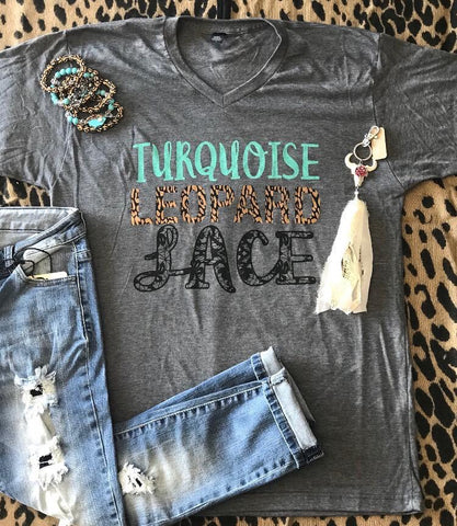 Turquoise, Leopard & Lace Tee