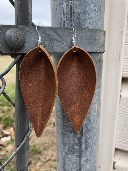 Joanna Gaines Leather Petal Teardrop Leaf Earrings