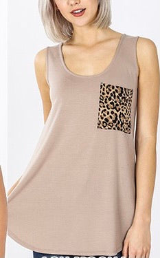 Mocha Leopard Pocket Tank