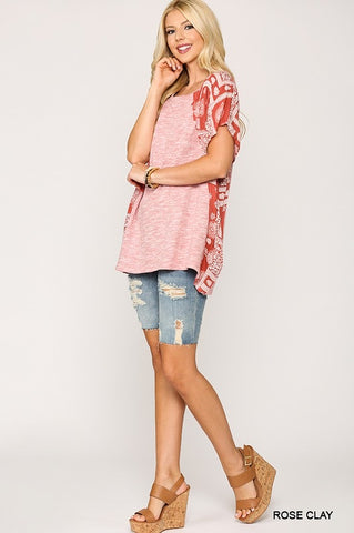 Rose Tunic with Contrasting Dolman Sleeves