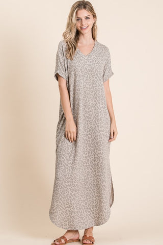 Taupe Leopard Maxi Dress