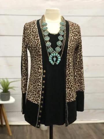 Leopard Print Snap Cardigan